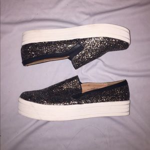 sparkly glitter platform slip in shoes